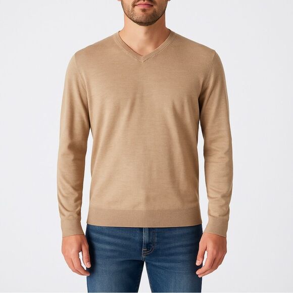 Icebreaker Other - Icebreaker Wilcox Merino Wool V-Neck Base Layer Top Beige Tan 100% Wool Men’s M